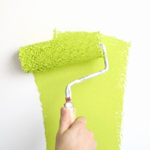 painting a wall in lime green